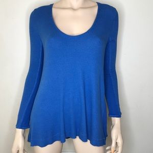 Free People Knit Waffle Top Blue Sapphire Thermal